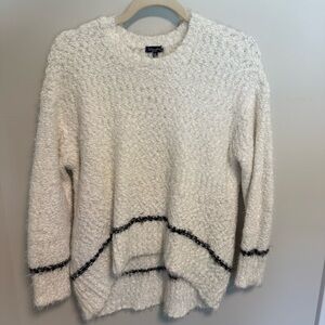 Splendid Textured Cream Sweater with Black Trim